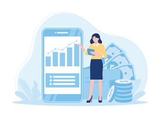 a woman business money investment  concept flat illustration