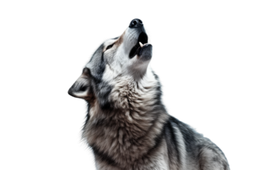 The Wolfs Celestial Gaze on a White or Clear Surface PNG Transparent Background..