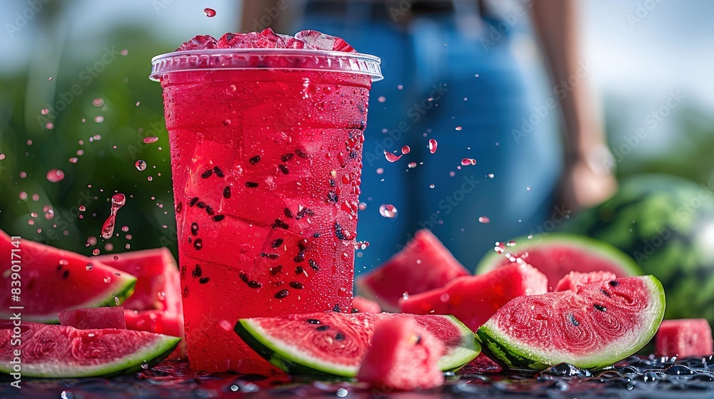 Wall mural watermelon and water