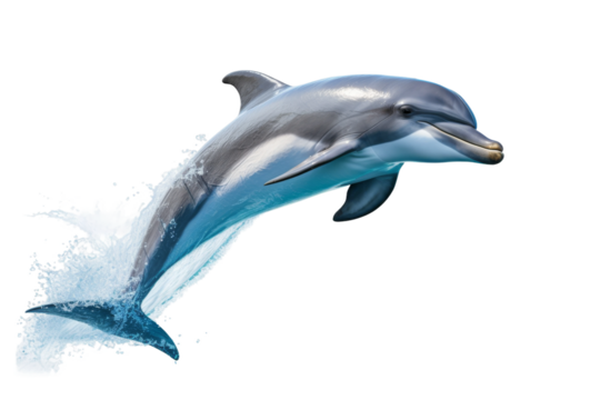 Graceful Dolphin Leaps Towards the Sky on a White or Clear Surface PNG Transparent Background..