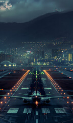 Obraz premium Tourism and airplanes on the runway, generative ai
