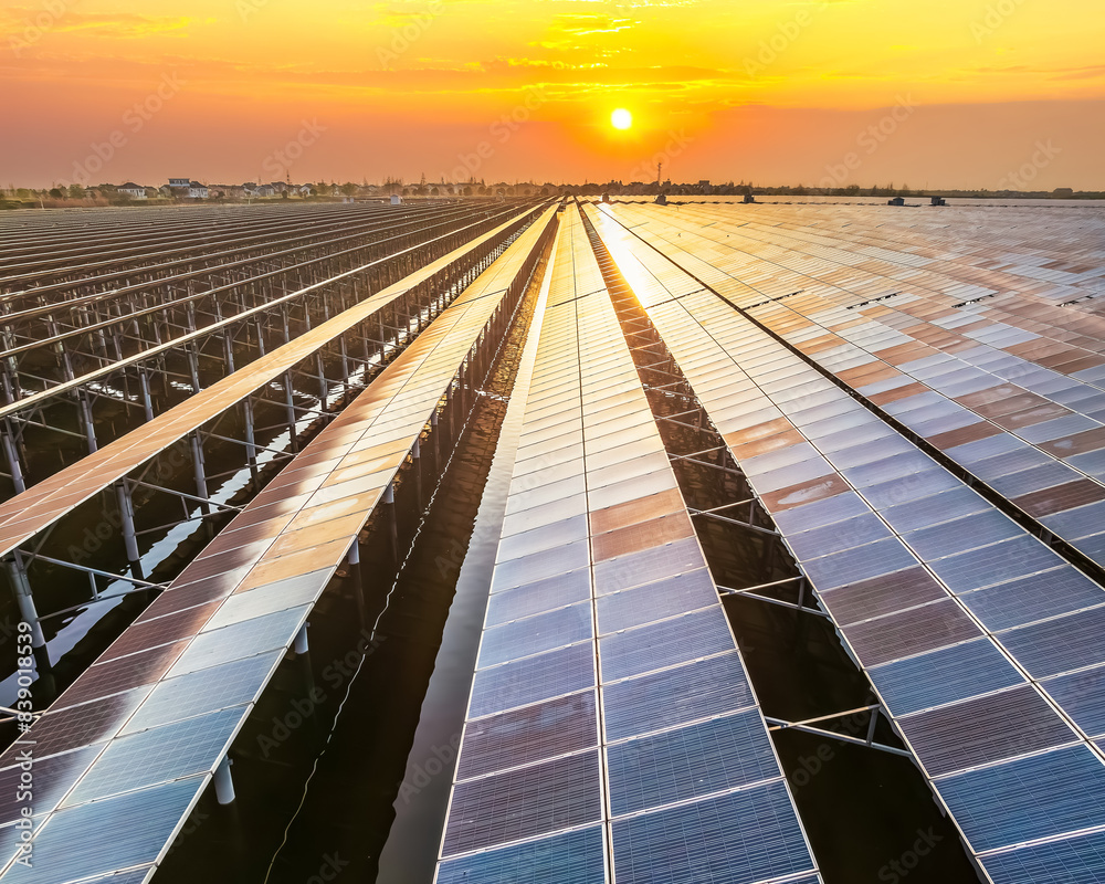 Canvas Prints Solar power station in the lake