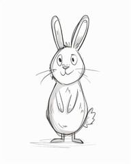 Fototapeta premium Minimalistic Full-Body Bunny Illustration in T-pose, Humorous Style with Basic Shapes, Ideal for Figure Drawing, Available in Light Pink, Baby Blue, Lavender, and Mint Green