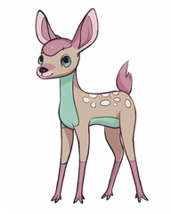 Stock Illustration of Cute Animals: Chick, Fawn, Foal, Calf, Piglet, Duckling in Soft Pastel Colors - Minimalist Symmetrical Full-Body Cartoon Drawings for Nursery Art and Kid-Friendly Decor