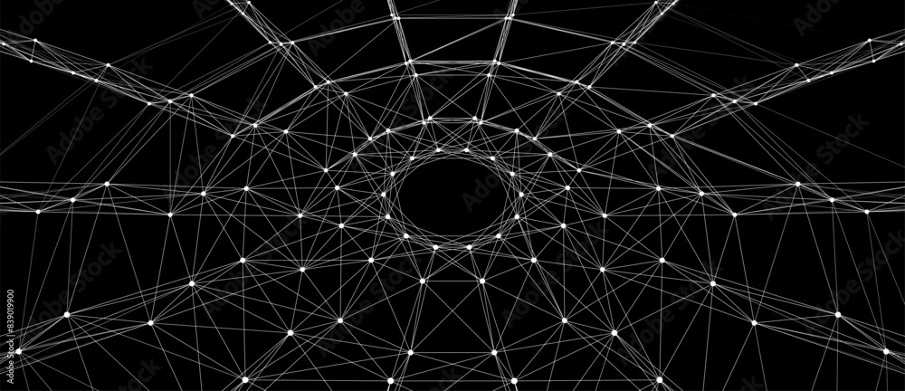 Poster Vector perspective grid. Abstract gradient wave of lines. Big data. Digital background. Futuristic vector illustration.