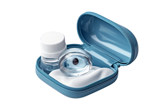 A Mystical Blue Case Housing Two Enchanted Bottles on a White or Clear Surface PNG Transparent Background..