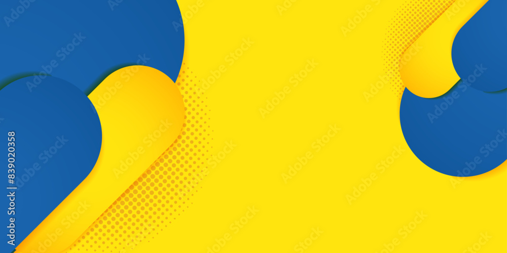Sticker a blue and yellow background with halftone elements. abstract background vector illustration design 