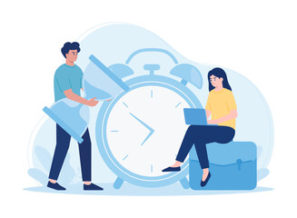 people manage time concept  flat illustration