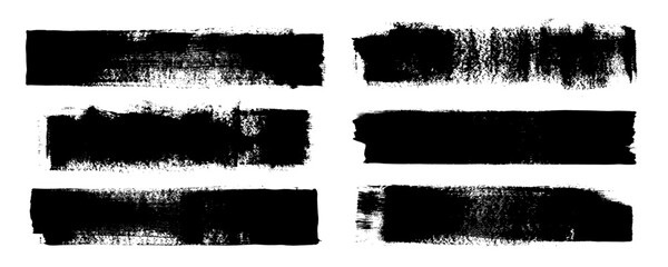 Straight thick vector lines. Black hand drawn brushstroke text boxes. Chinese, Korean, Japanese calligraphy brushstroke set. Rough grunge thick gouache paint texture. Sketchy ink rectangle textboxes