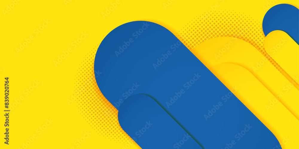 Wall mural a blue and yellow background with halftone elements. abstract background vector illustration. modern