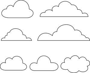 Set of cute outline cloud coloring page for kids