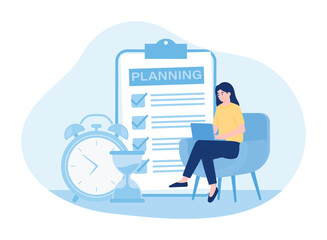 woman planning a business concept  flat illustration