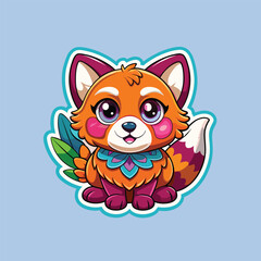 Colorful vector color splash illustration of a cute cat sticker