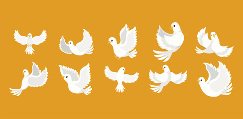 White Dove Vector Set