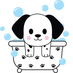 Dalmatian in bath tub