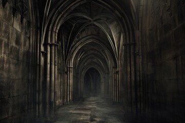 Gothic abstract background architecture building corridor.