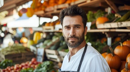 The Farmer at Market Stall