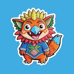 Colorful vector color splash illustration of a cute cat sticker