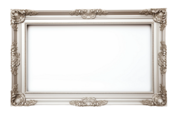 Shimmering Elegance: A Silver Frames Story on a White or Clear Surface PNG Transparent Background..