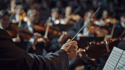 Fototapeta premium The orchestra with conductor