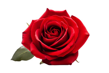 The Solitary Red Rose of Purity on a White or Clear Surface PNG Transparent Background..