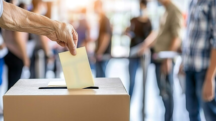 
older person depositing his ballot in the ballot box, elections concept