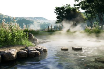 Serenity at the Waters Edge on a White or Clear Surface PNG Transparent Background..