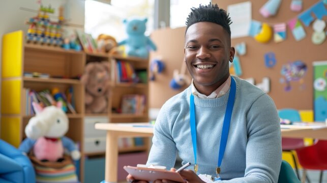 The cheerful young teacher