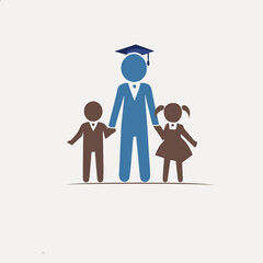 logo scolaire grand et petits fille et garçon, école, université et parents en ia