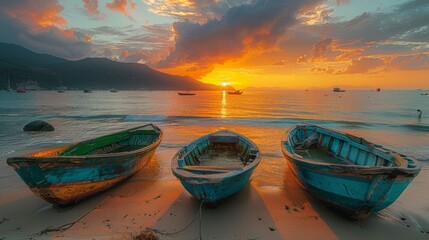 My Khe beach is a beautiful beach in Danang city , Vietnam. The sunrise is on creels , 