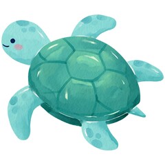 Turtle Watercolor Cute Sea Animal