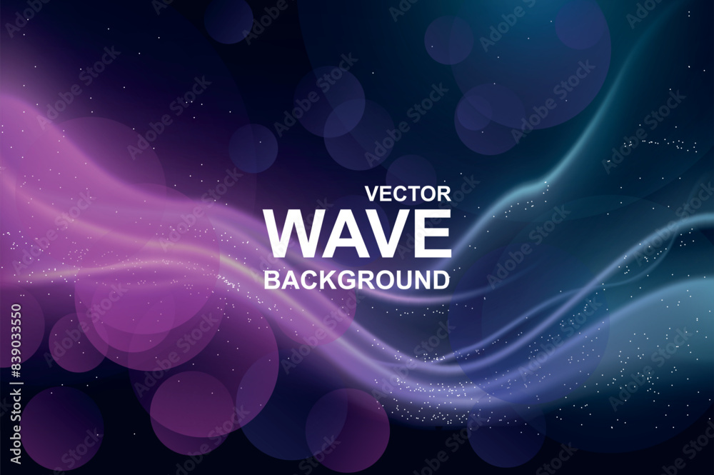 Fototapete abstract wave background. wavy smooth fractal lines with purple and pink gradient and glowing effect