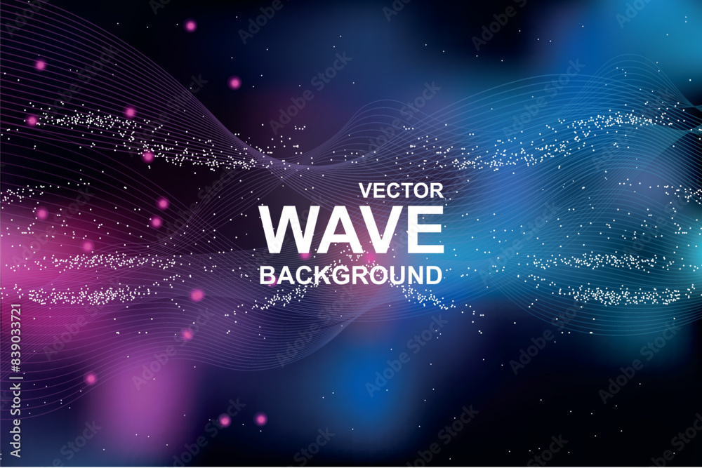 Leinwandbilder abstract wave background. wavy smooth fractal lines with purple and pink gradient and glowing effect