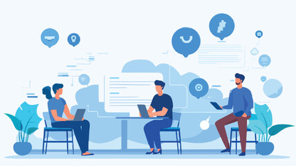 Social feedback, opinion or business advice, employee discussion, debate or customer comment, social media positive and negative feedback, people giving opinion with thumb up, vector illustration