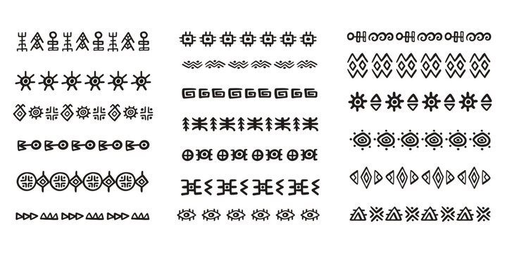 Abstract African tribal borders geometric strokes
