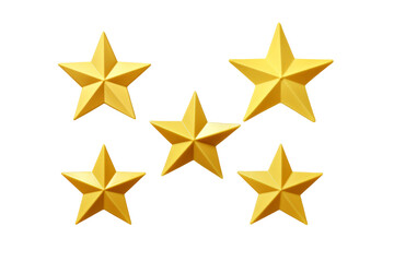 Obraz premium The Celestial Dance of Five Golden Stars on a White or Clear Surface PNG Transparent Background..