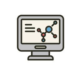 Computer science outline filled color icon. Vector illustration image