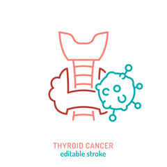 Papillary thyroid carcinoma. Oncology linear pictogram. Vector illustration