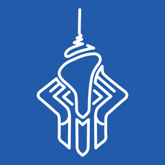 Abstract sculpture logo. Hand and sculpture knife symbol. Vector illustration.