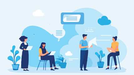 Social feedback, opinion or business advice, employee discussion, debate or customer comment, social media positive and negative feedback, people giving opinion with thumb up, vector illustration