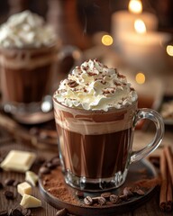  Italian Hot Chocolate with white whipped cream on top 