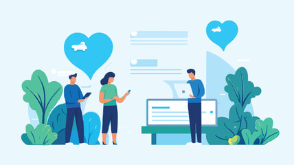 Social feedback, opinion or business advice, employee discussion, debate or customer comment, social media positive and negative feedback, people giving opinion with thumb up, vector illustration