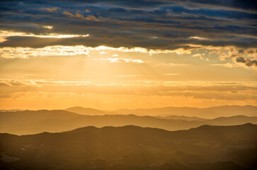 Italy, Umbria, Apennines, Monte Cucco Park at sunset