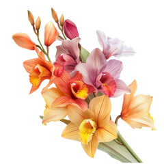 Fototapeta premium a bouquet of orchids on a white background, perfect for creating a transparent image