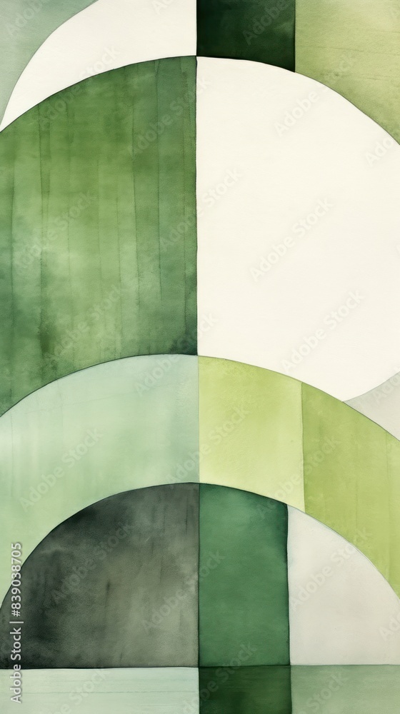 Wall mural Green abstract shape art.