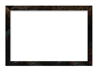 Rectangular picture frame. Old wooden frame, vintage style, with empty space and isolated...