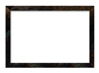 Rectangular picture frame. Old wooden frame, vintage style, with empty space and isolated transparent background with png.
