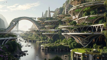 Visualize a post-apocalyptic society that has successfully regrown and rebuilt