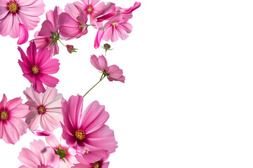 Falling pink flowers isolated on transparent background