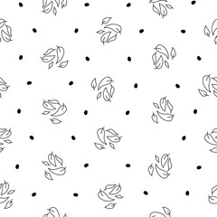 Autumn leaves fall. Seamless pattern. Coloring Page. Nature plant. Hand drawn style. Vector drawing. Design ornaments.
